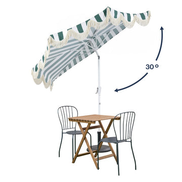 Beverly 9 ft. Designer Classic Scalloped Fringe Half Market Patio Umbrella